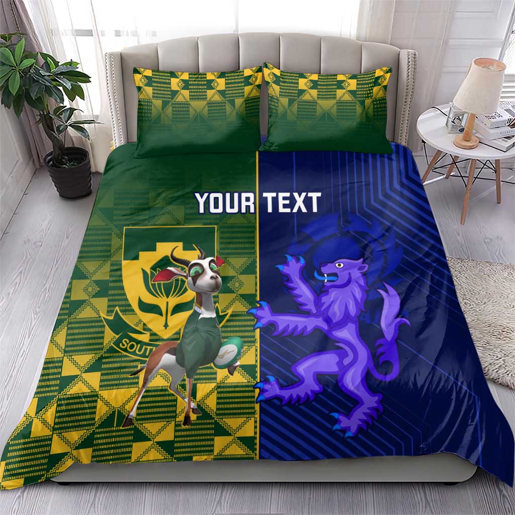 Custom South Africa And Scotland Rugby Bedding Set Springboks Thistle Together