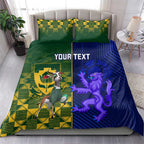 Custom South Africa And Scotland Rugby Bedding Set Springboks Thistle Together