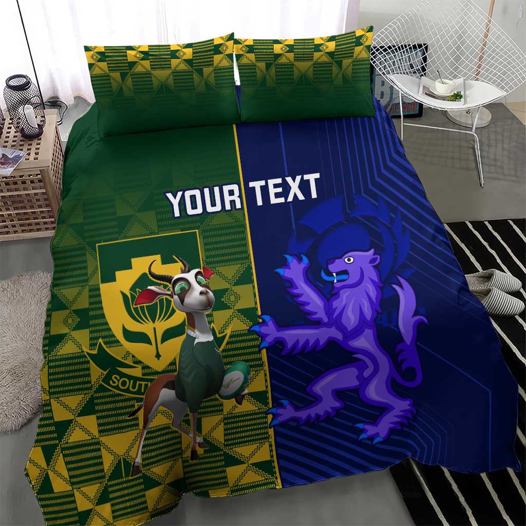 Custom South Africa And Scotland Rugby Bedding Set Springboks Thistle Together
