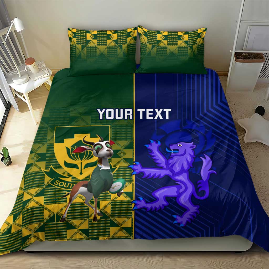 Custom South Africa And Scotland Rugby Bedding Set Springboks Thistle Together