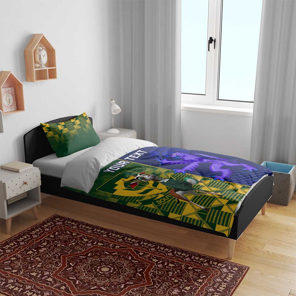 Custom South Africa And Scotland Rugby Bedding Set Springboks Thistle Together