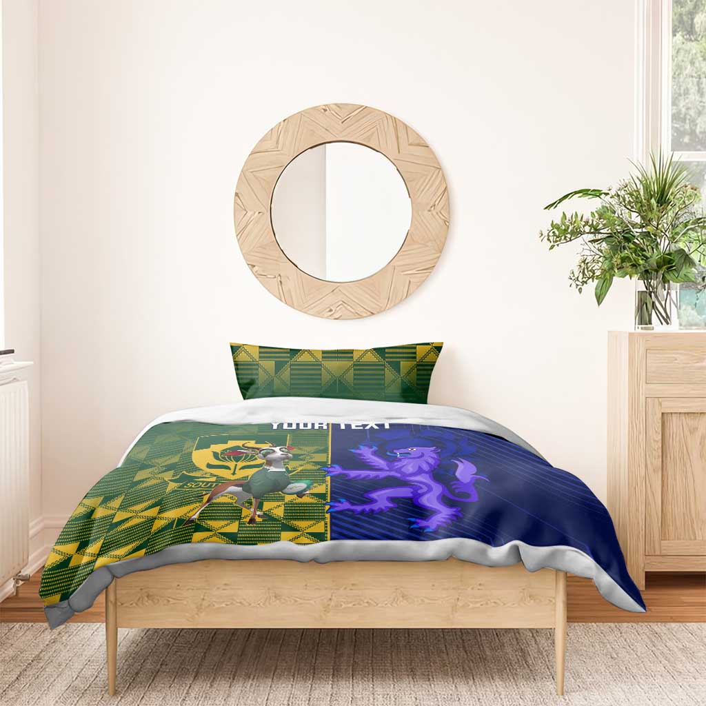 Custom South Africa And Scotland Rugby Bedding Set Springboks Thistle Together