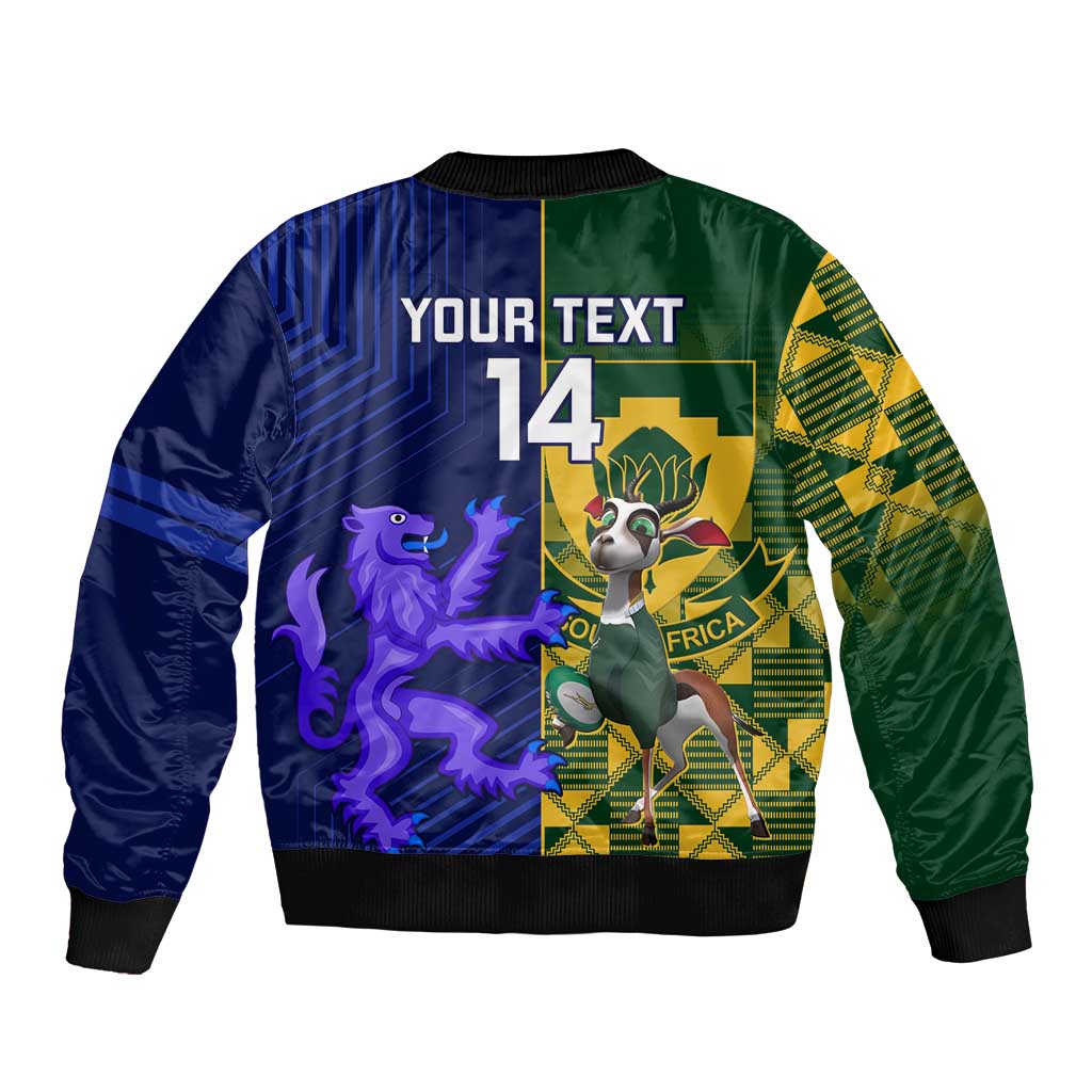 Custom South Africa And Scotland Rugby Bomber Jacket Springboks Thistle Together