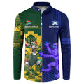 Custom South Africa And Scotland Rugby Button Sweatshirt Springboks Thistle Together
