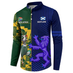 Custom South Africa And Scotland Rugby Button Sweatshirt Springboks Thistle Together