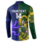 Custom South Africa And Scotland Rugby Button Sweatshirt Springboks Thistle Together