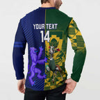 Custom South Africa And Scotland Rugby Button Sweatshirt Springboks Thistle Together