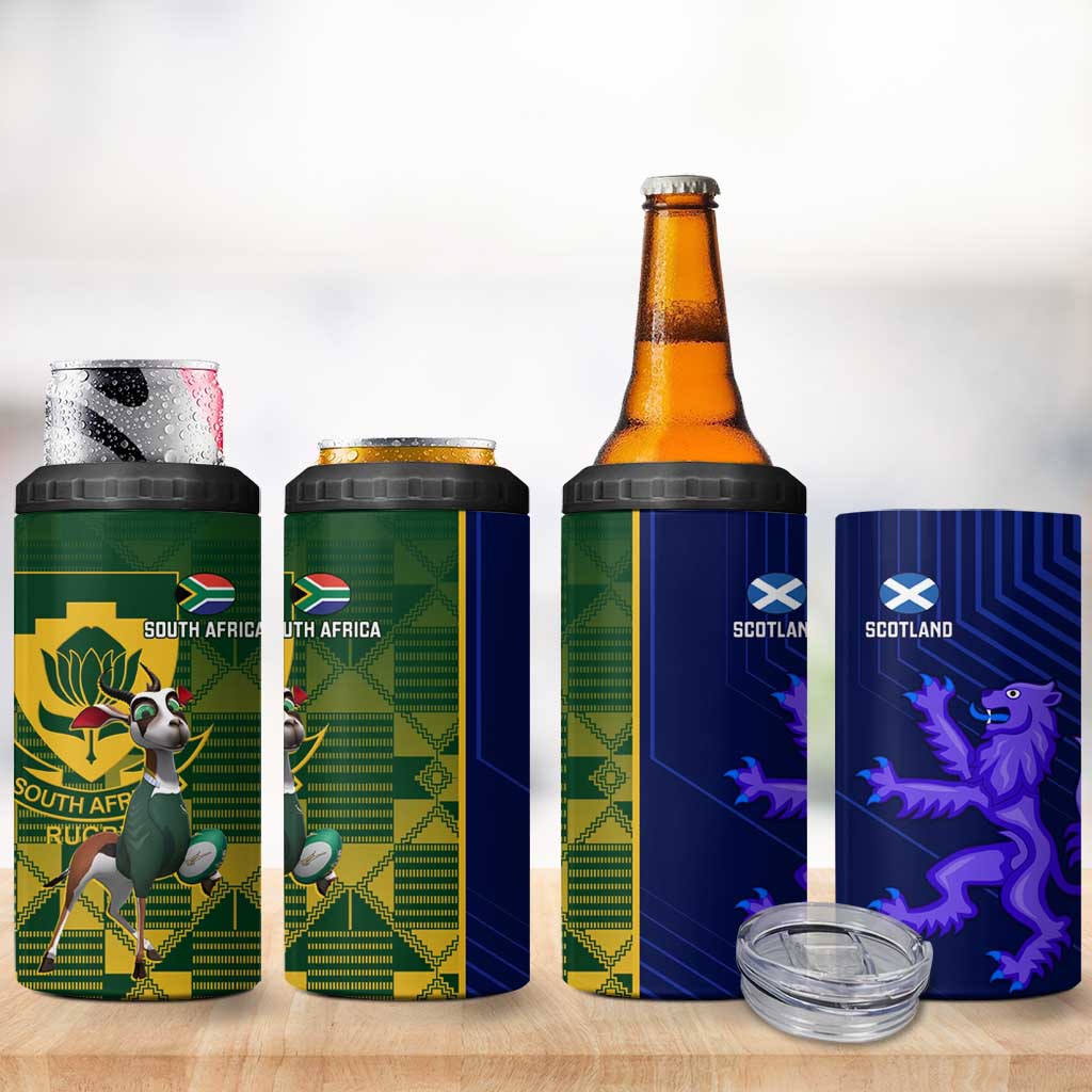 South Africa And Scotland Rugby 4 in 1 Can Cooler Tumbler Springboks Thistle Together