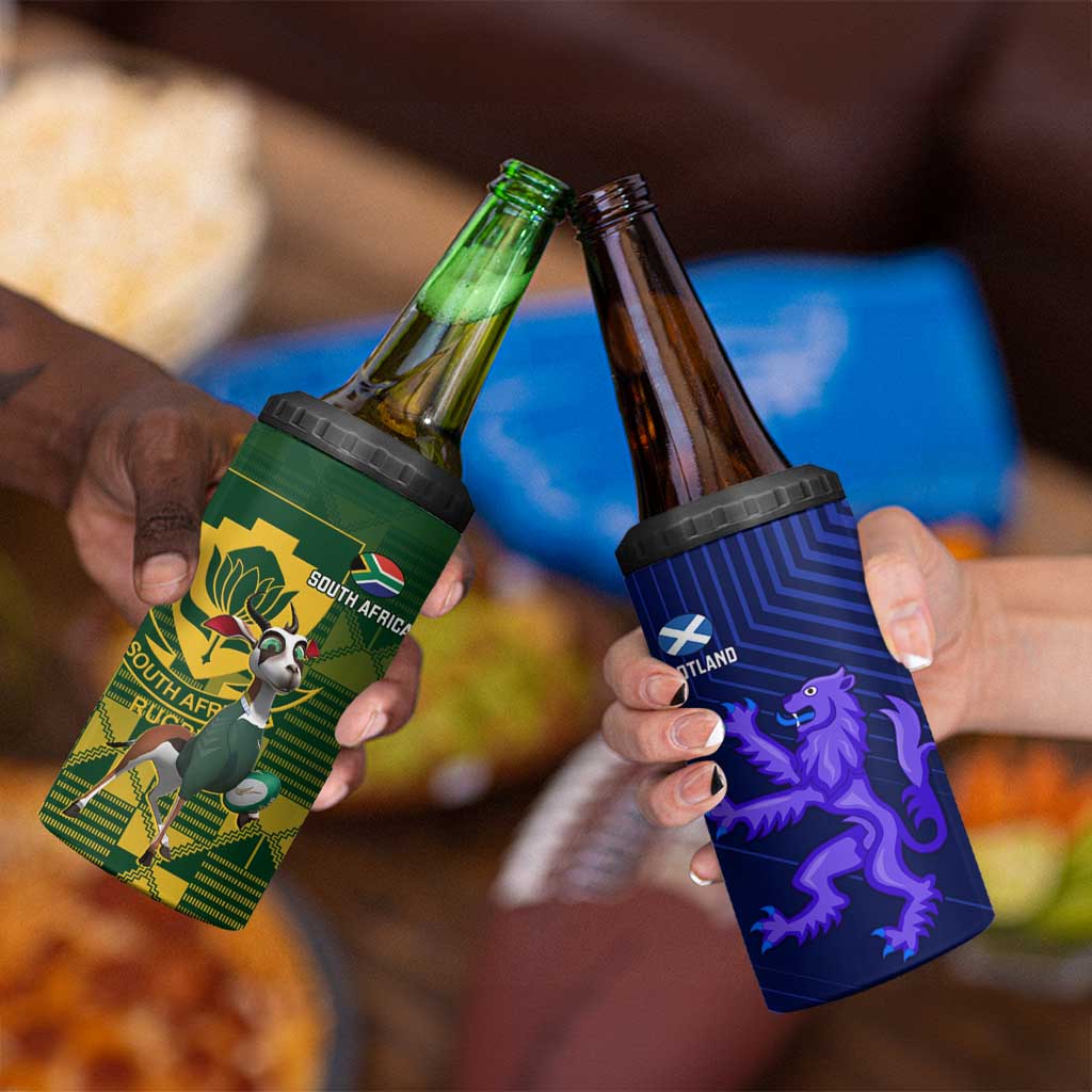 South Africa And Scotland Rugby 4 in 1 Can Cooler Tumbler Springboks Thistle Together
