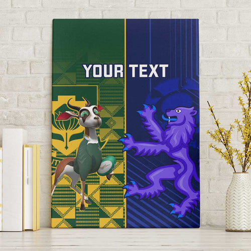Custom South Africa And Scotland Rugby Canvas Wall Art Springboks Thistle Together