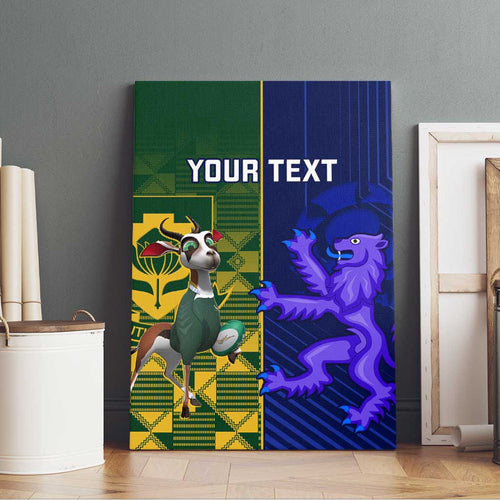 Custom South Africa And Scotland Rugby Canvas Wall Art Springboks Thistle Together