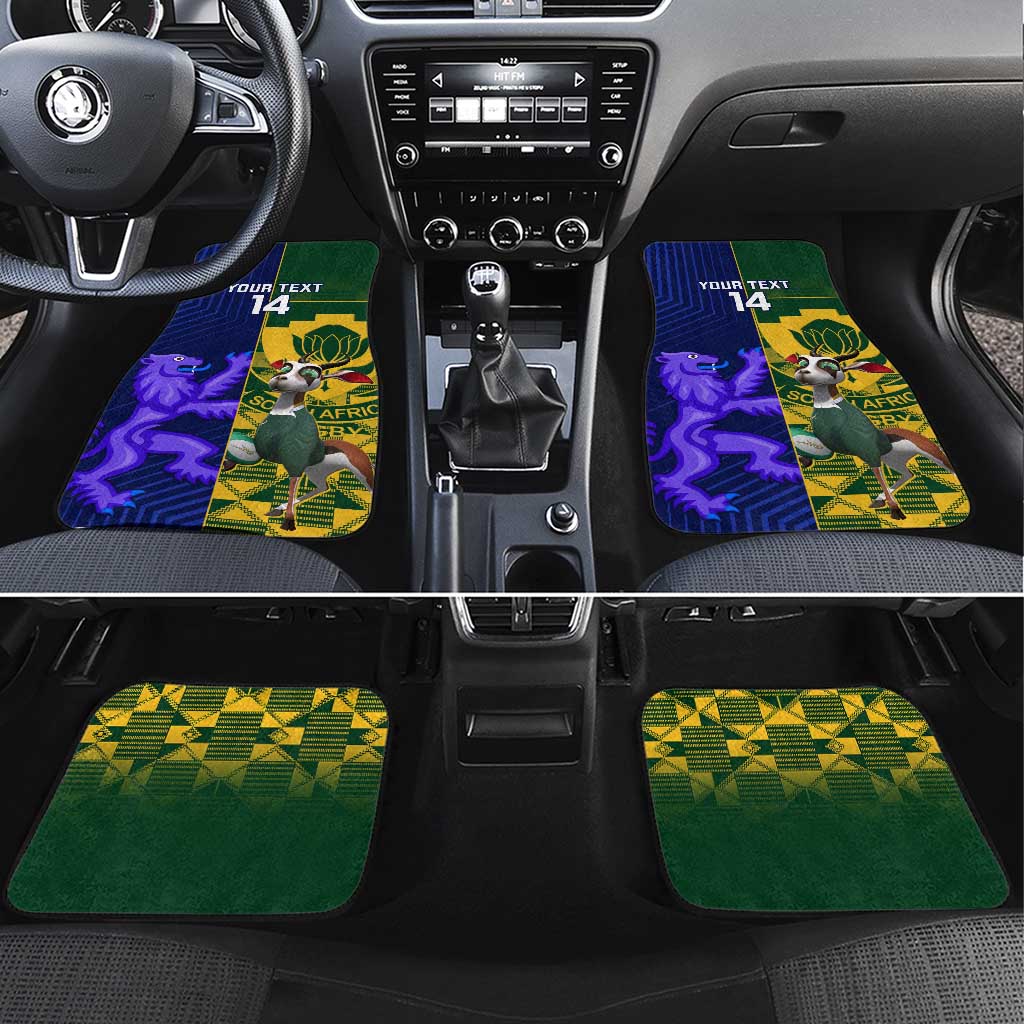 Custom South Africa And Scotland Rugby Car Mats Springboks Thistle Together