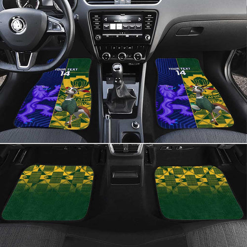 Custom South Africa And Scotland Rugby Car Mats Springboks Thistle Together