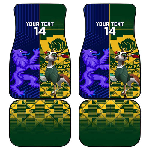 Custom South Africa And Scotland Rugby Car Mats Springboks Thistle Together