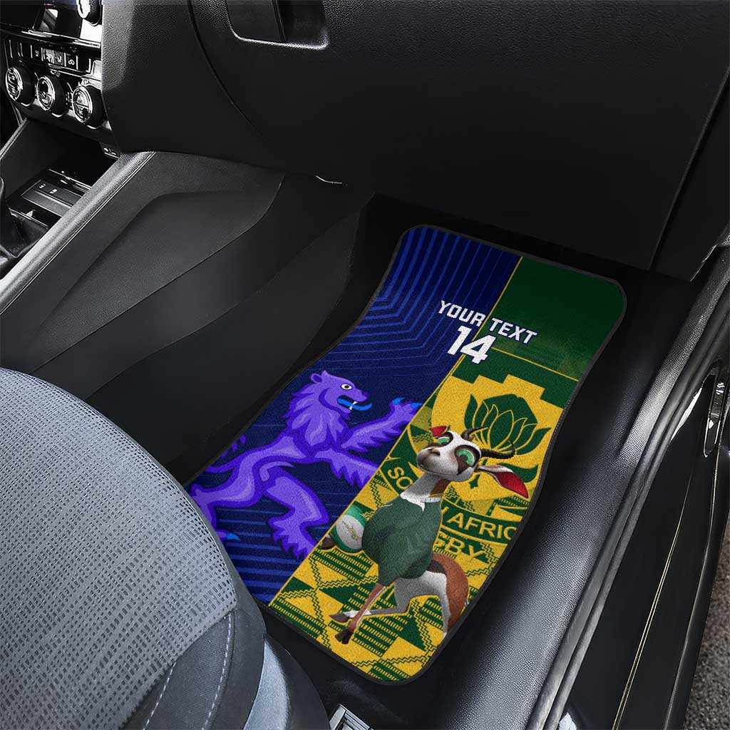Custom South Africa And Scotland Rugby Car Mats Springboks Thistle Together