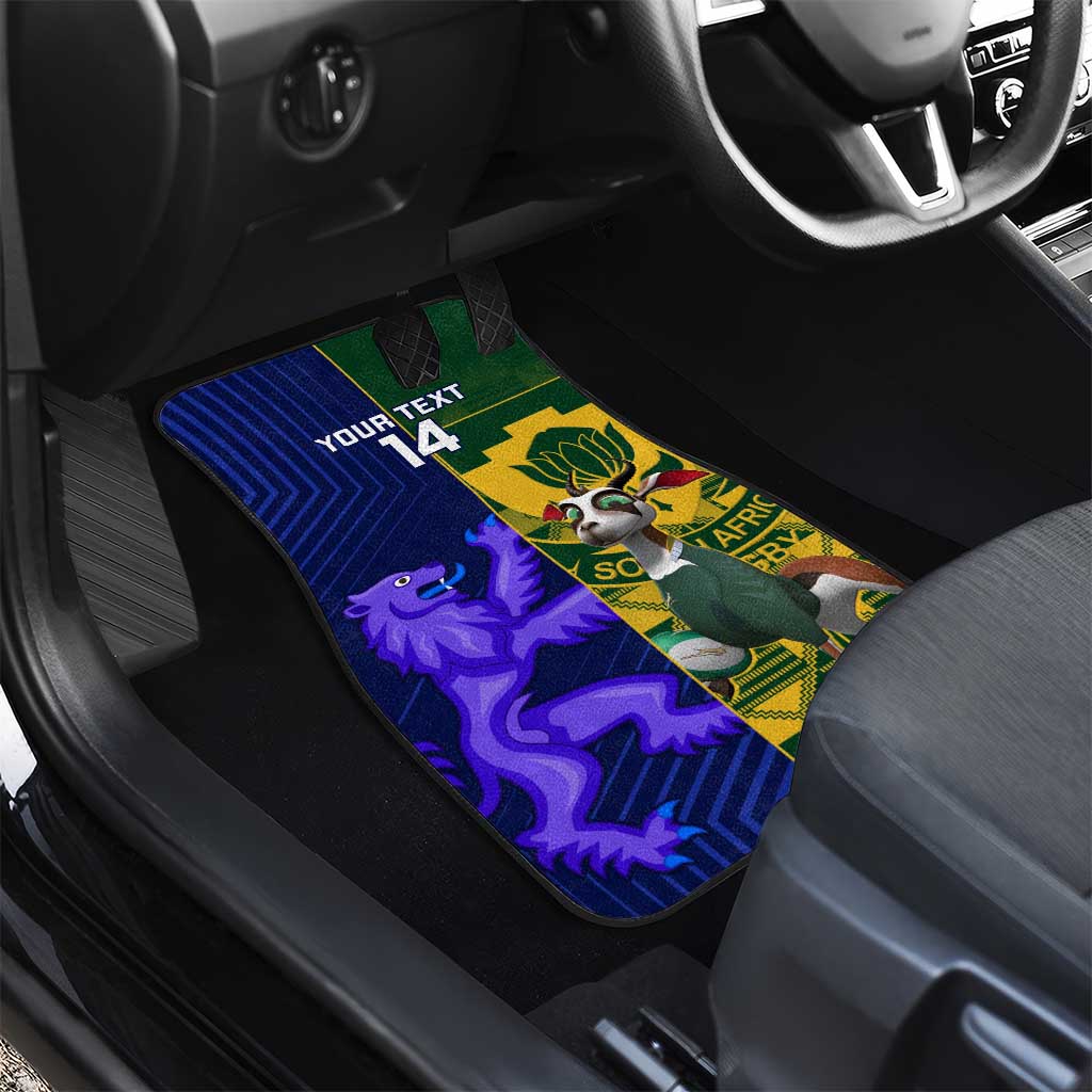 Custom South Africa And Scotland Rugby Car Mats Springboks Thistle Together