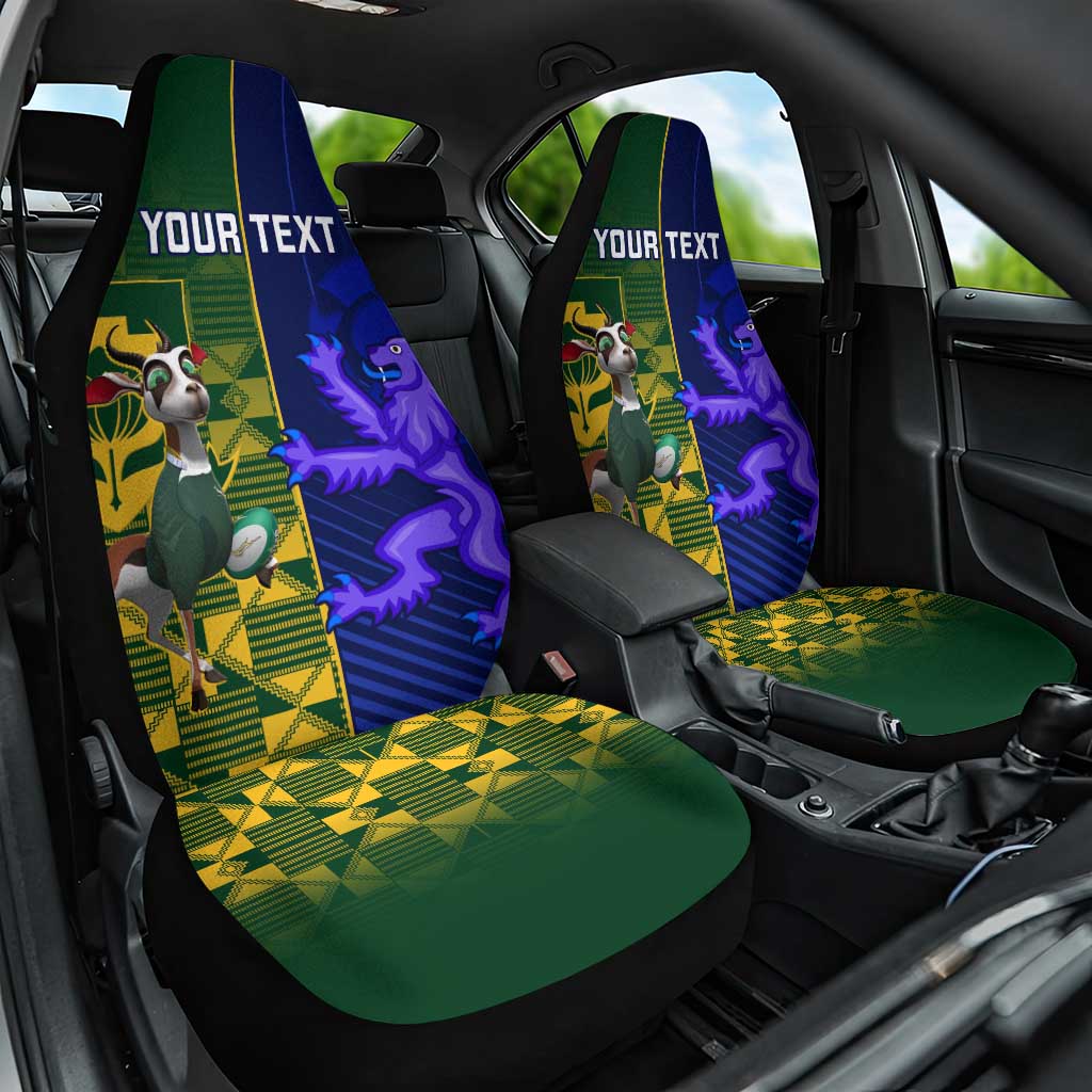 Custom South Africa And Scotland Rugby Car Seat Cover Springboks Thistle Together
