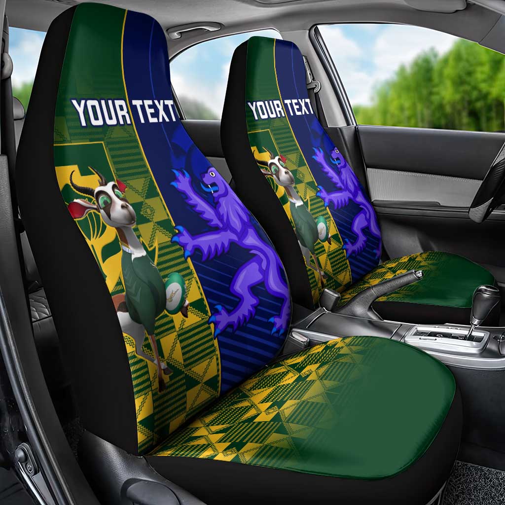 Custom South Africa And Scotland Rugby Car Seat Cover Springboks Thistle Together