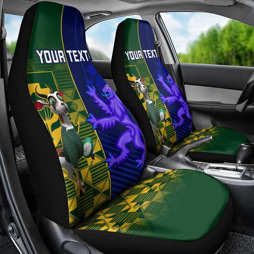 Custom South Africa And Scotland Rugby Car Seat Cover Springboks Thistle Together