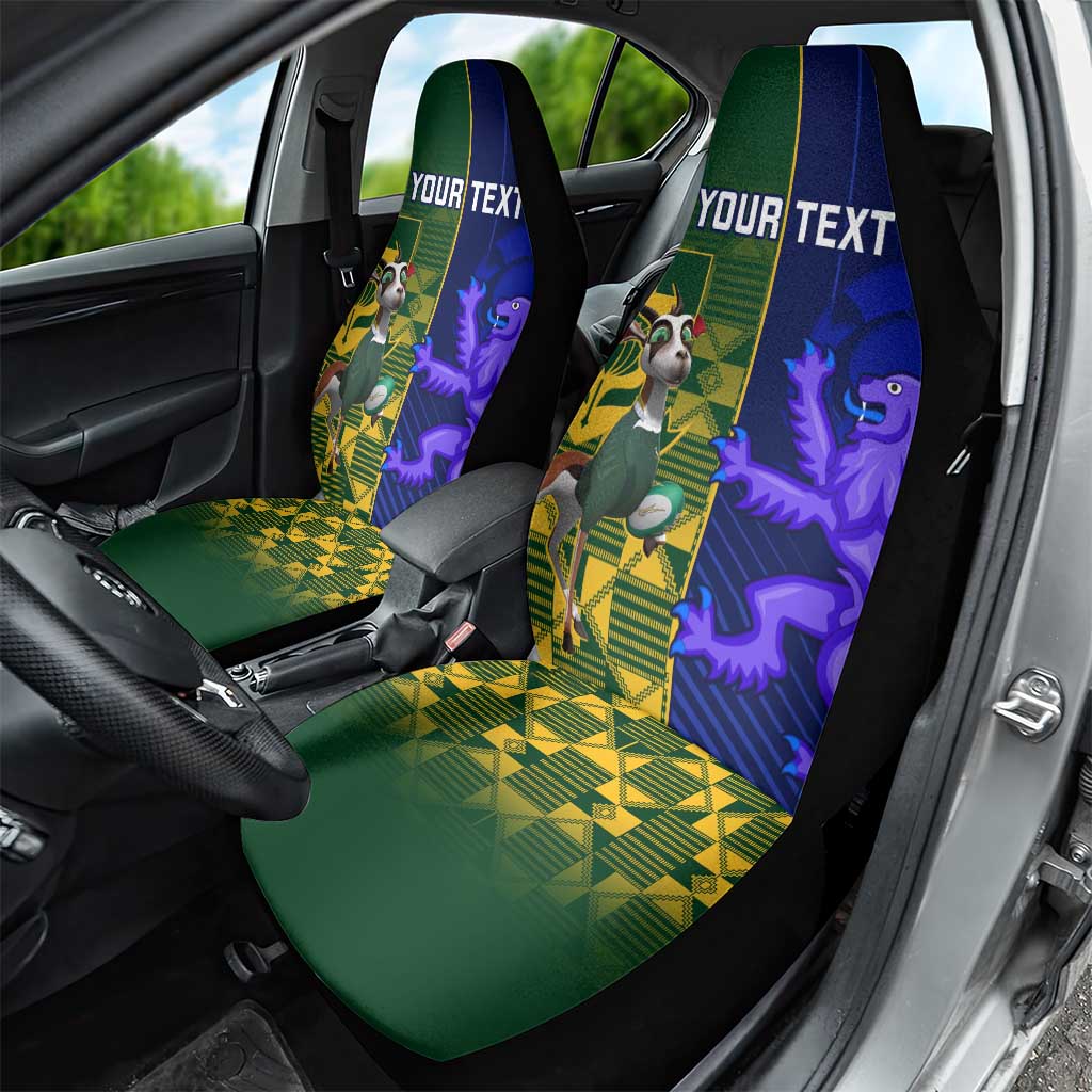 Custom South Africa And Scotland Rugby Car Seat Cover Springboks Thistle Together