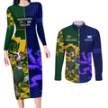 Custom South Africa And Scotland Rugby Couples Matching Long Sleeve Bodycon Dress and Long Sleeve Button Shirt Springboks Thistle Together