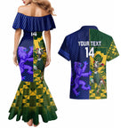 Custom South Africa And Scotland Rugby Couples Matching Mermaid Dress and Hawaiian Shirt Springboks Thistle Together