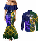 Custom South Africa And Scotland Rugby Couples Matching Mermaid Dress and Long Sleeve Button Shirt Springboks Thistle Together