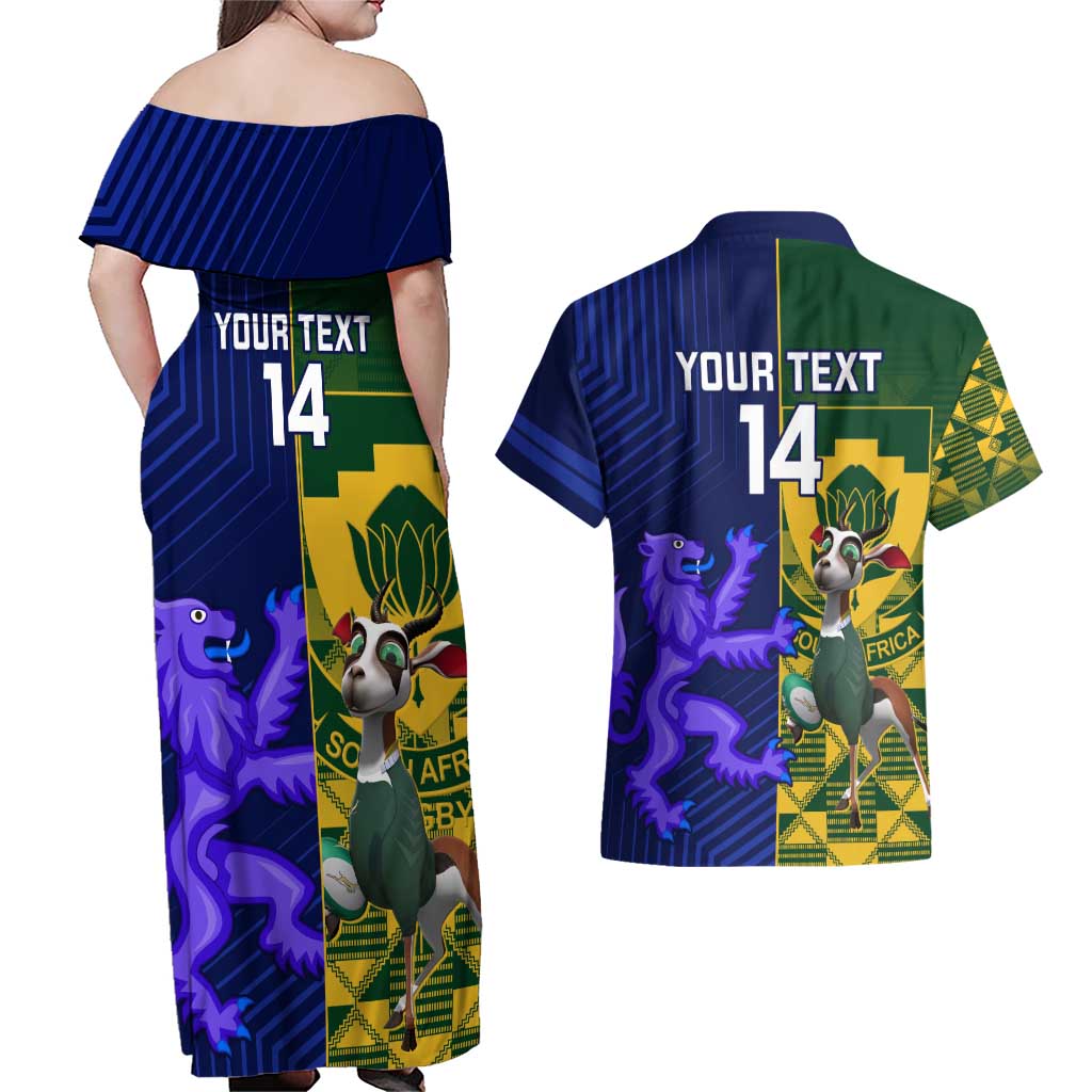 Custom South Africa And Scotland Rugby Couples Matching Off Shoulder Maxi Dress and Hawaiian Shirt Springboks Thistle Together