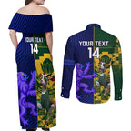 Custom South Africa And Scotland Rugby Couples Matching Off Shoulder Maxi Dress and Long Sleeve Button Shirt Springboks Thistle Together