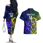 Custom South Africa And Scotland Rugby Couples Matching Off The Shoulder Long Sleeve Dress and Hawaiian Shirt Springboks Thistle Together