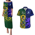 Custom South Africa And Scotland Rugby Couples Matching Puletasi and Hawaiian Shirt Springboks Thistle Together