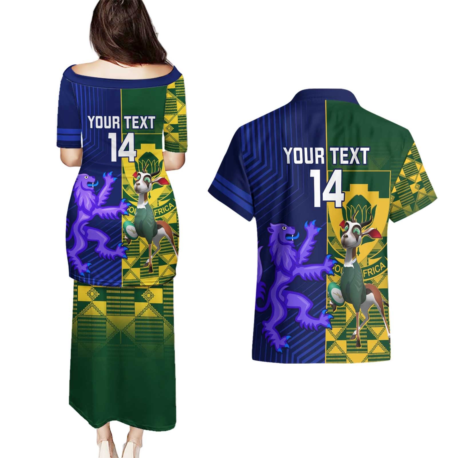 Custom South Africa And Scotland Rugby Couples Matching Puletasi and Hawaiian Shirt Springboks Thistle Together