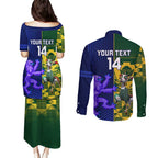 Custom South Africa And Scotland Rugby Couples Matching Puletasi and Long Sleeve Button Shirt Springboks Thistle Together