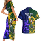 Custom South Africa And Scotland Rugby Couples Matching Short Sleeve Bodycon Dress and Hawaiian Shirt Springboks Thistle Together