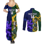 Custom South Africa And Scotland Rugby Couples Matching Summer Maxi Dress and Long Sleeve Button Shirt Springboks Thistle Together