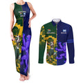 Custom South Africa And Scotland Rugby Couples Matching Tank Maxi Dress and Long Sleeve Button Shirt Springboks Thistle Together