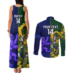 Custom South Africa And Scotland Rugby Couples Matching Tank Maxi Dress and Long Sleeve Button Shirt Springboks Thistle Together