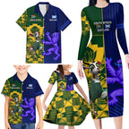 Custom South Africa And Scotland Rugby Family Matching Long Sleeve Bodycon Dress and Hawaiian Shirt Springboks Thistle Together
