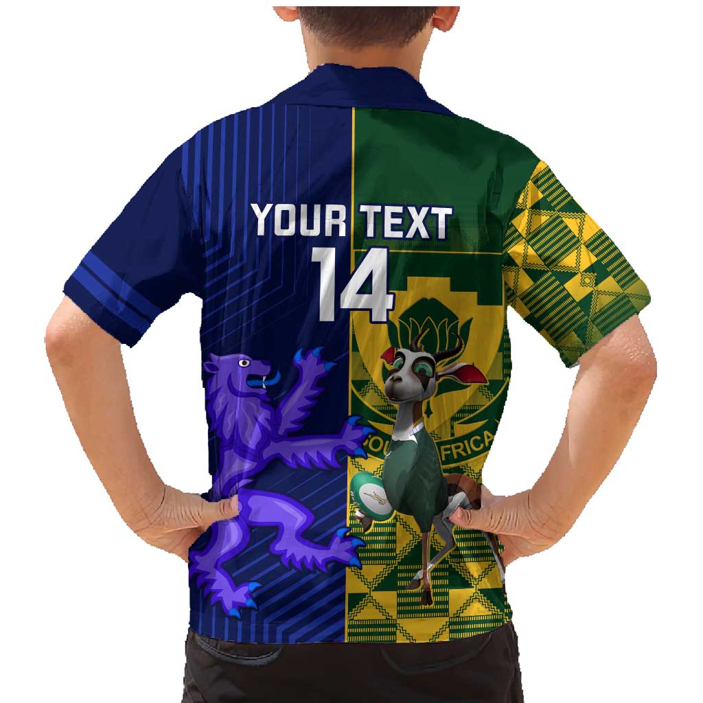Custom South Africa And Scotland Rugby Family Matching Mermaid Dress and Hawaiian Shirt Springboks Thistle Together