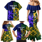 Custom South Africa And Scotland Rugby Family Matching Mermaid Dress and Hawaiian Shirt Springboks Thistle Together