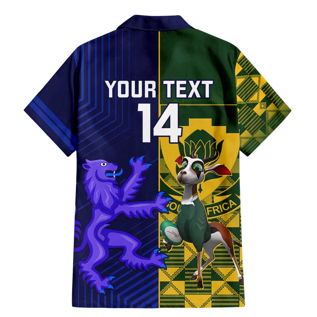 Custom South Africa And Scotland Rugby Family Matching Mermaid Dress and Hawaiian Shirt Springboks Thistle Together