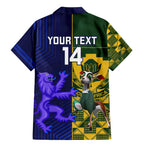 Custom South Africa And Scotland Rugby Family Matching Mermaid Dress and Hawaiian Shirt Springboks Thistle Together