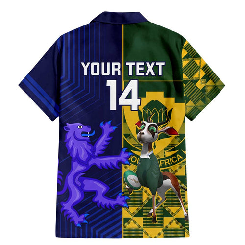 Custom South Africa And Scotland Rugby Family Matching Mermaid Dress and Hawaiian Shirt Springboks Thistle Together