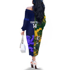 Custom South Africa And Scotland Rugby Family Matching Off The Shoulder Long Sleeve Dress and Hawaiian Shirt Springboks Thistle Together