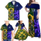 Custom South Africa And Scotland Rugby Family Matching Off Shoulder Maxi Dress and Hawaiian Shirt Springboks Thistle Together