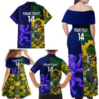 Custom South Africa And Scotland Rugby Family Matching Off Shoulder Maxi Dress and Hawaiian Shirt Springboks Thistle Together