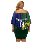 Custom South Africa And Scotland Rugby Family Matching Off Shoulder Short Dress and Hawaiian Shirt Springboks Thistle Together