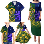 Custom South Africa And Scotland Rugby Family Matching Puletasi and Hawaiian Shirt Springboks Thistle Together