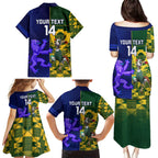 Custom South Africa And Scotland Rugby Family Matching Puletasi and Hawaiian Shirt Springboks Thistle Together