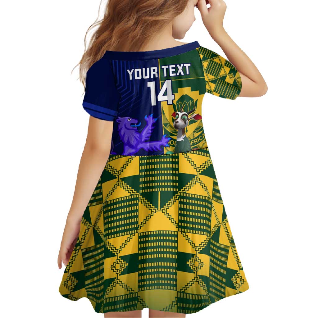 Custom South Africa And Scotland Rugby Family Matching Short Sleeve Bodycon Dress and Hawaiian Shirt Springboks Thistle Together
